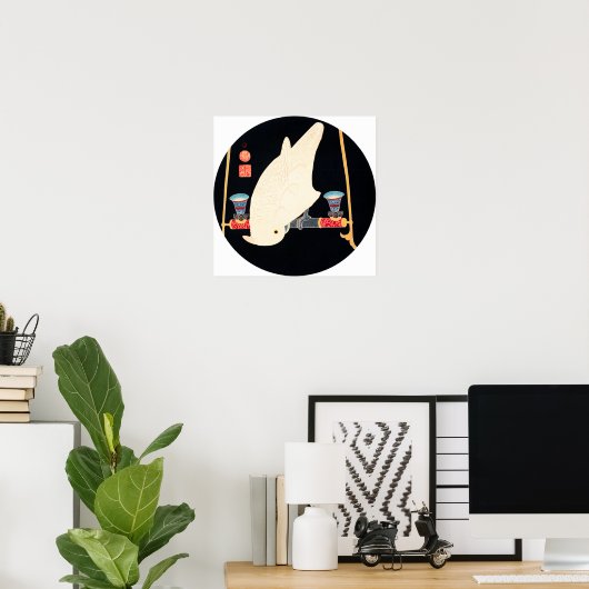 Ito Jakuchu A White Macaw ポスター (ホームオフィス)