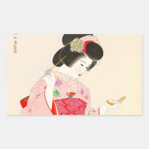 Ito Shinsuiはvntageに日本の芸者の女性を構成します 長方形シール