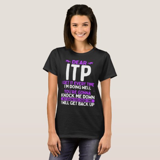 ITP Awareness Month ITP Warrior Purple ITP Ribbon Tシャツ (正面フル)