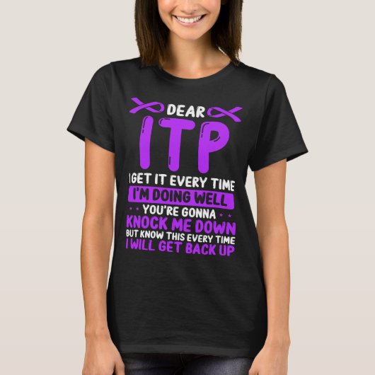 ITP Awareness Month ITP Warrior Purple ITP Ribbon Tシャツ (正面)