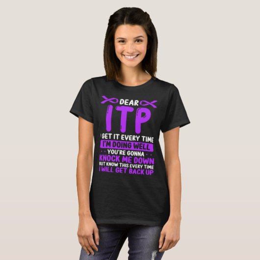 ITP Awareness Month ITP Warrior Purple ITP Ribbon Tシャツ (正面フル)