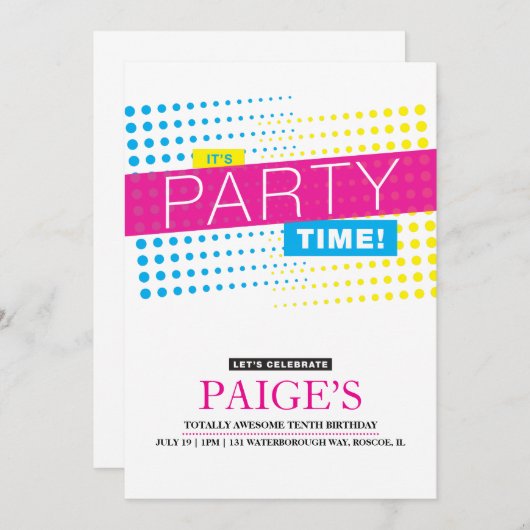 It'sパーティー時間誕生日招待状 招待状 (正面/裏面)