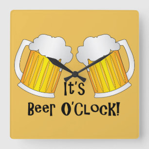 Itsビール·オクロック·タイム·ウォおもしろいール·クロック スクエア壁時計