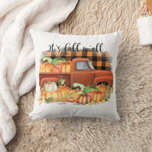its秋オール引用文 |カボチャ付きヴィンテージトラック クッション (ブランケット)
