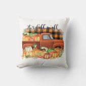 its秋オール引用文 |カボチャ付きヴィンテージトラック クッション (正面)