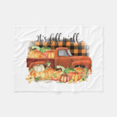 its秋オール引用文 |カボチャ付きヴィンテージトラック フリースブランケット (正面(横))