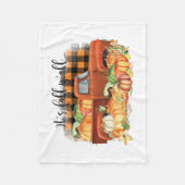 its秋オール引用文 |カボチャ付きヴィンテージトラック フリースブランケット (正面)