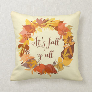 It's秋Y'all紅葉リース枕 クッション