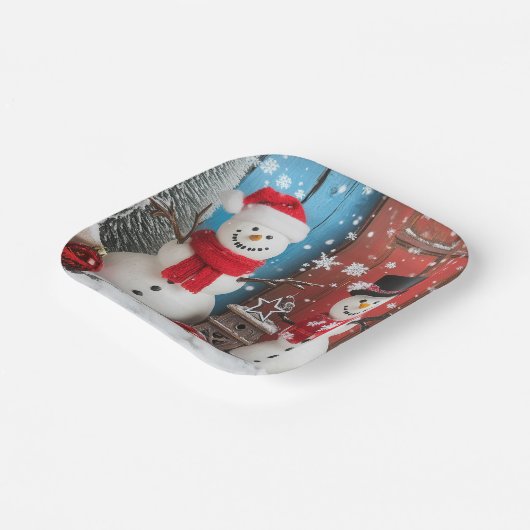 it's雪だるまパーティータイムスクエア紙プレート ペーパープレート (傾斜あり)