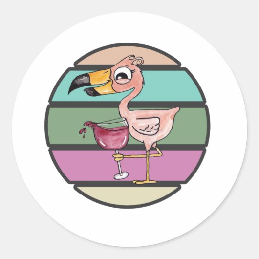 It's 5 O'clock Somewhere Pink Flamingo Sticker ラウンドシール (正面)
