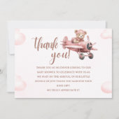 It's a Baby Girl, Pink Bear Party サンキューカード (正面)