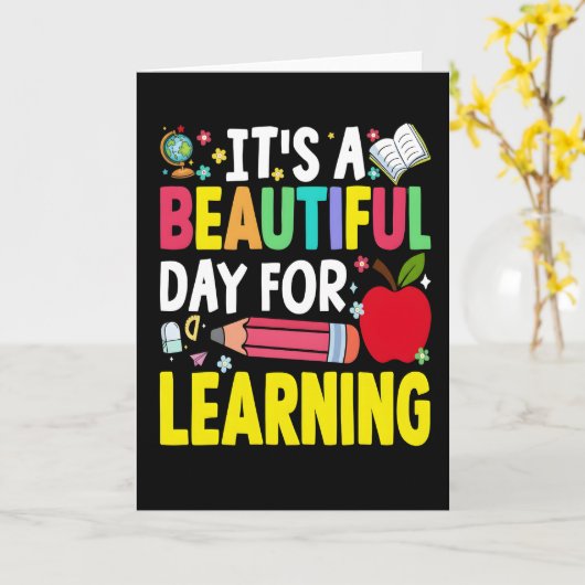 IT'S A BEAUTIFUL DAY FOR D LEARNI 100 Days School カード (黄色い花)