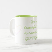 It's a beautiful day to save lives! - Go vegan - ツートーンマグカップ (正面左)