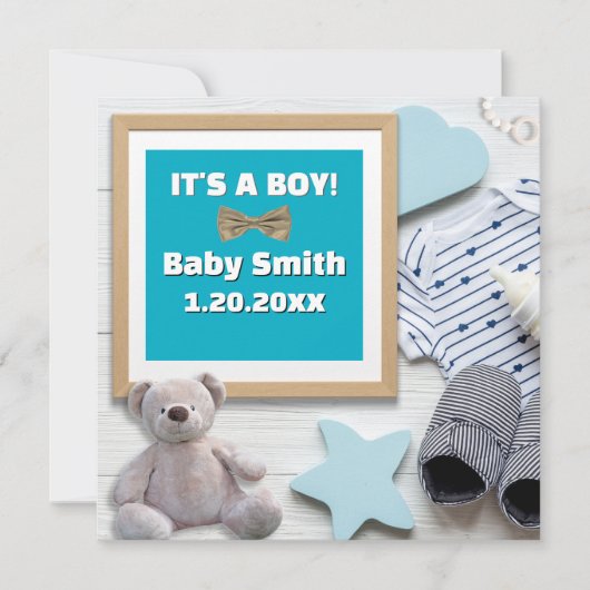 It's A Boy ソーシャルメディア ベイビーブルー プレグナンシー 案内状 (正面)