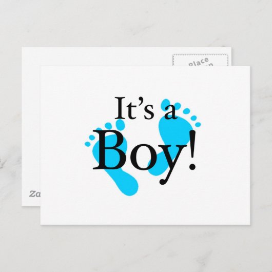 Its a Boy -ベビー、生まれたばかりのお祝い 案内ポストカード (正面/裏面)