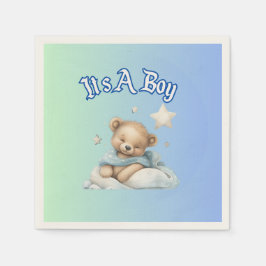 "It's A Boy"赤ちゃんシャワーパーティーの装飾 – Teddy Bear スタンダードカクテルナプキン