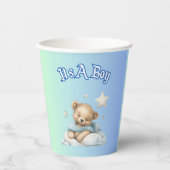 "It's A Boy"赤ちゃんシャワーパーティーの装飾 – Teddy Bear 紙コップ (正面)