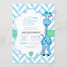 It's a Boy - Baby Blue Girinfe - Baby Shawer