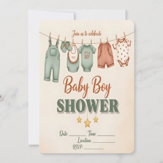 It's a Boy! Baby Boy Shower Invitation 招待状 (正面)
