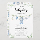 It's a Boy Baby Clothes Baby Shower 招待状 (正面/裏面)