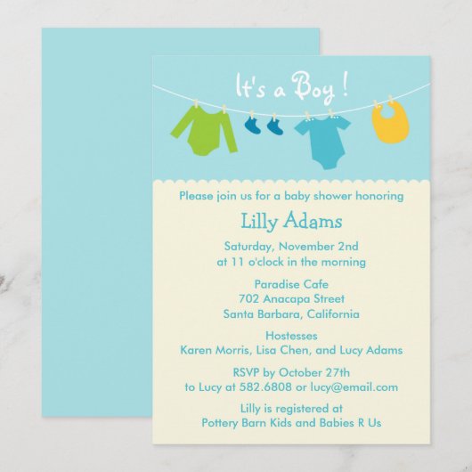 It's a Boy Baby Shawer招待状 招待状 (正面/裏面)