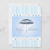 It's a Boy - Baby Shawer -青い傘 招待状 (正面)