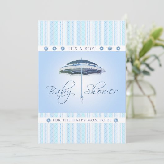 It's a Boy - Baby Shawer -青い傘 招待状 (スタンド正面)