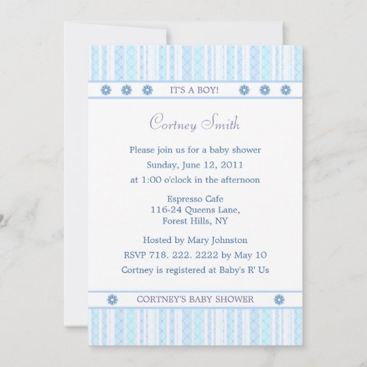 It's a Boy - Baby Shawer -青い傘 招待状 (裏面)
