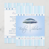 It's a Boy - Baby Shawer -青い傘 招待状 (正面/裏面)
