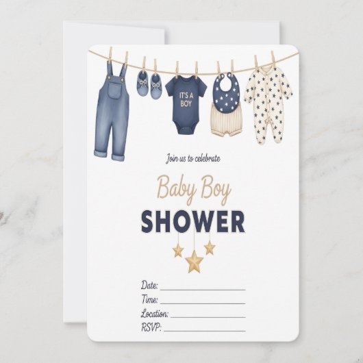 It's a Boy Baby Shower Invitation  招待状 (正面)