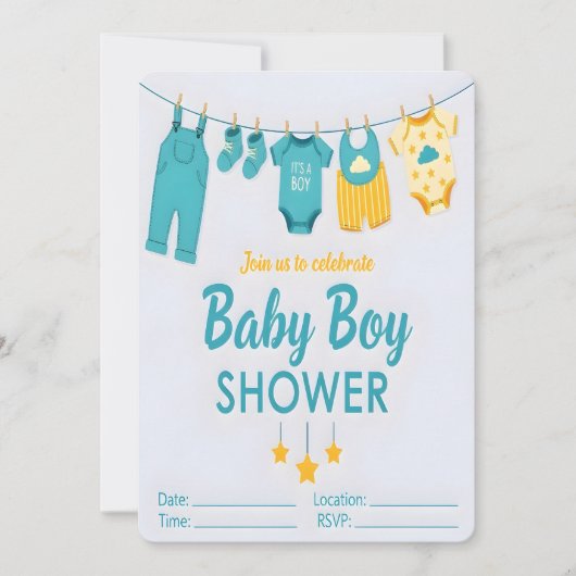 It's a Boy Baby Shower Invitation 招待状 (正面)