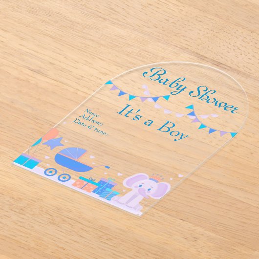 It's a Boy Baby Shower Invitation Card 18 アクリル招待状 (レイダウン)