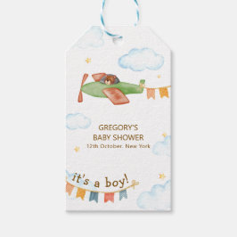 It's A Boy Bear Airplane Sky Baby Shower ギフトタグ