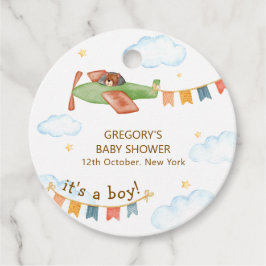 It's A Boy Bear Airplane Sky Baby Shower フェイバータグ