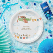 It's A Boy Bear Airplane Sky Baby Shower  ペーパープレート (パーティー)
