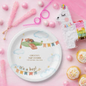 It's A Boy Bear Airplane Sky Baby Shower  ペーパープレート (パーティー)