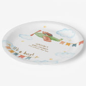 It's A Boy Bear Airplane Sky Baby Shower  ペーパープレート (アングル)
