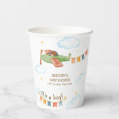 It's A Boy Bear Airplane Sky Baby Shower  紙コップ (裏面)