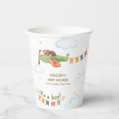 It's A Boy Bear Airplane Sky Baby Shower  紙コップ (正面)