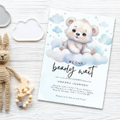 It's a boy bearly wait woodland baby bear shower 招待状