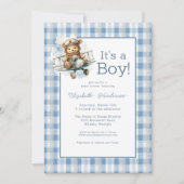 It's a Boy Blue Airplane Baby Shower Invitation 招待状 (正面)