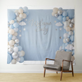 It's a Boy Blue Baby Balloon Arch Backdrop  タペストリー