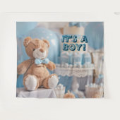 It's a Boy Blue Baby Shower Wall Backdrop Banner タペストリー (正面(横))