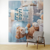 It's a Boy Blue Baby Shower Wall Backdrop Banner タペストリー (インサイチュ)