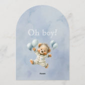 It's a BOY Blue Balloon Arch Baby Shower 招待状 (裏面)