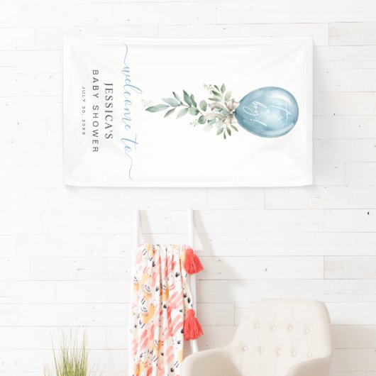 It's A Boy Blue Balloon Baby Shower Welcome 横断幕 (インサイチュ)