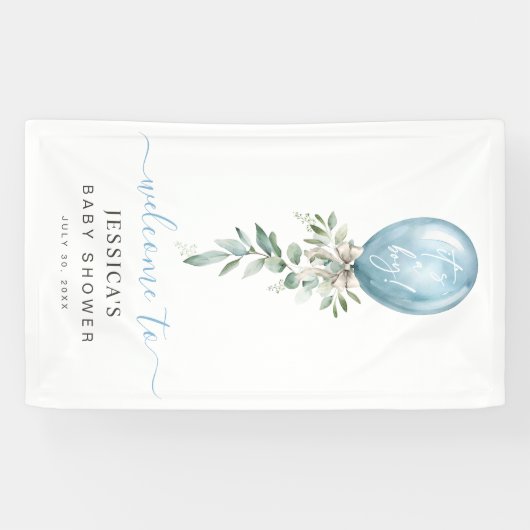 It's A Boy Blue Balloon Baby Shower Welcome 横断幕 (横)