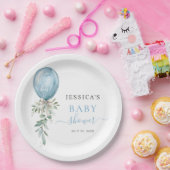 It's A Boy Blue Balloon Bow Greenery Baby Shower ペーパープレート (パーティー)