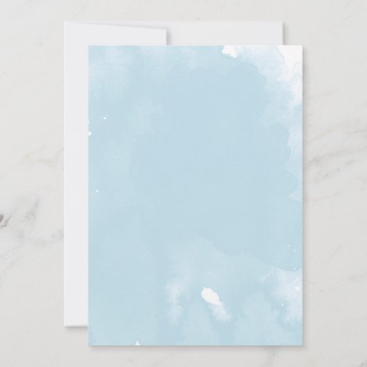 It's A Boy Blue Balloon Bow Greenery Baby Shower 招待状 (裏面)