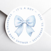 It's a Boy Blue Bow Baby Shower  ラウンドシール
